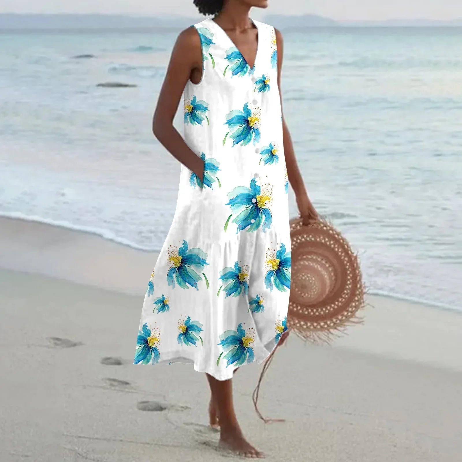 Cavi | Ärmelloses Sommerkleid mit Blumenprint