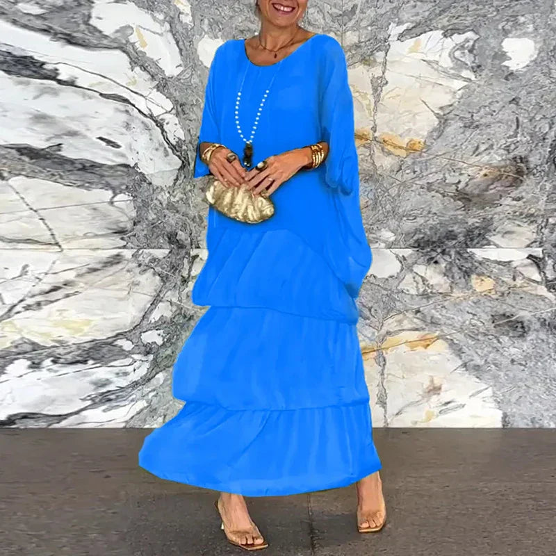 Chrisa | Stilvolles Chiffonkleid mit mehrlagigem Design