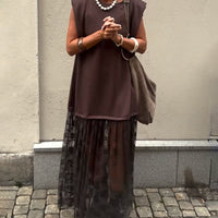 Milani | Patchwork Kleid, ärmellos & aus Mesh