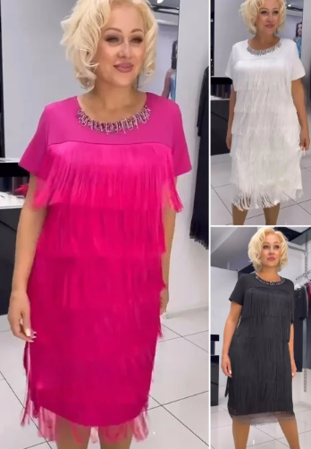 Keyla | Gestuftes Partykleid mit Fransen