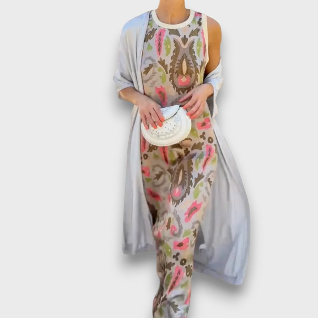 Melody | stilvolles Maxikleid mit gemütlicher Strickjacke