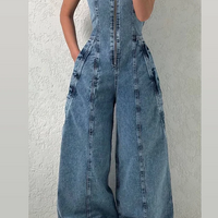 Zoa | Denim Bandeau-Zip-Overall und Jacke im Set