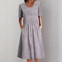 Angil | Gestreiftes Midikleid im Marine-Stil