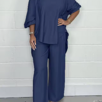 Greicy | Set aus fließendem Oberteil und weit geschnittener Hose