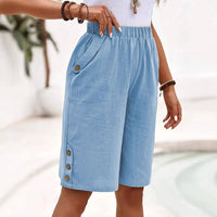 Ackea | Leinen-Shorts mit Knopfleiste