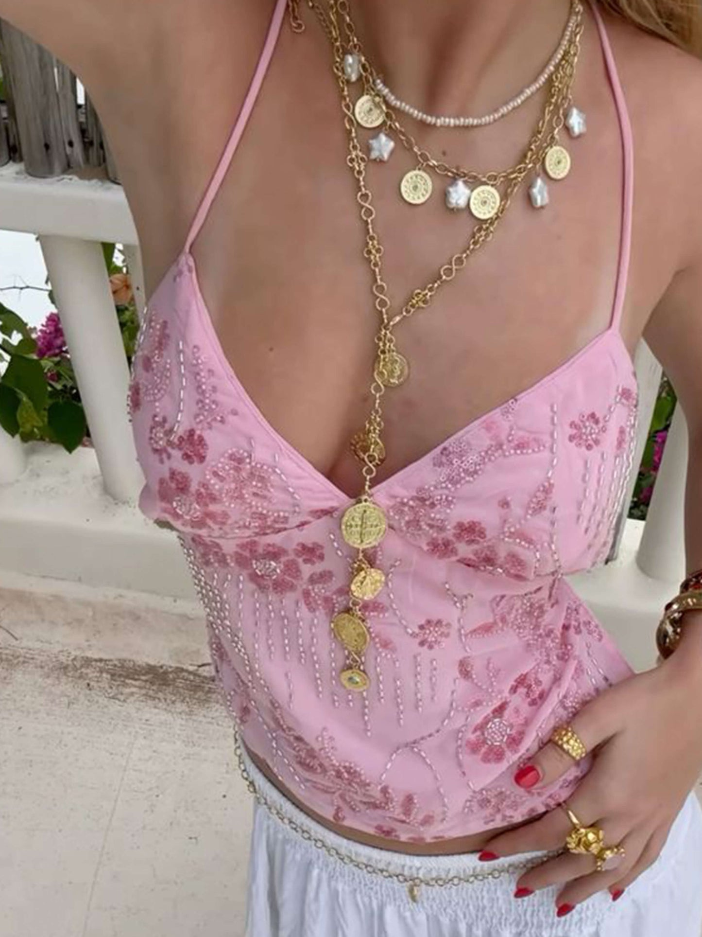 Ecka | Neckholder-Top mit Blumendruck