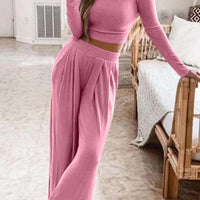 Tamara | Geripptes Crop-Top & Hosen-Set