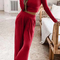 Tamara | Geripptes Crop-Top & Hosen-Set