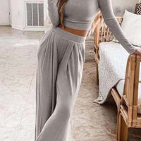 Tamara | Geripptes Crop-Top & Hosen-Set