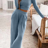 Tamara | Geripptes Crop-Top & Hosen-Set