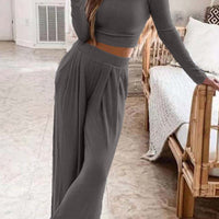 Tamara | Geripptes Crop-Top & Hosen-Set