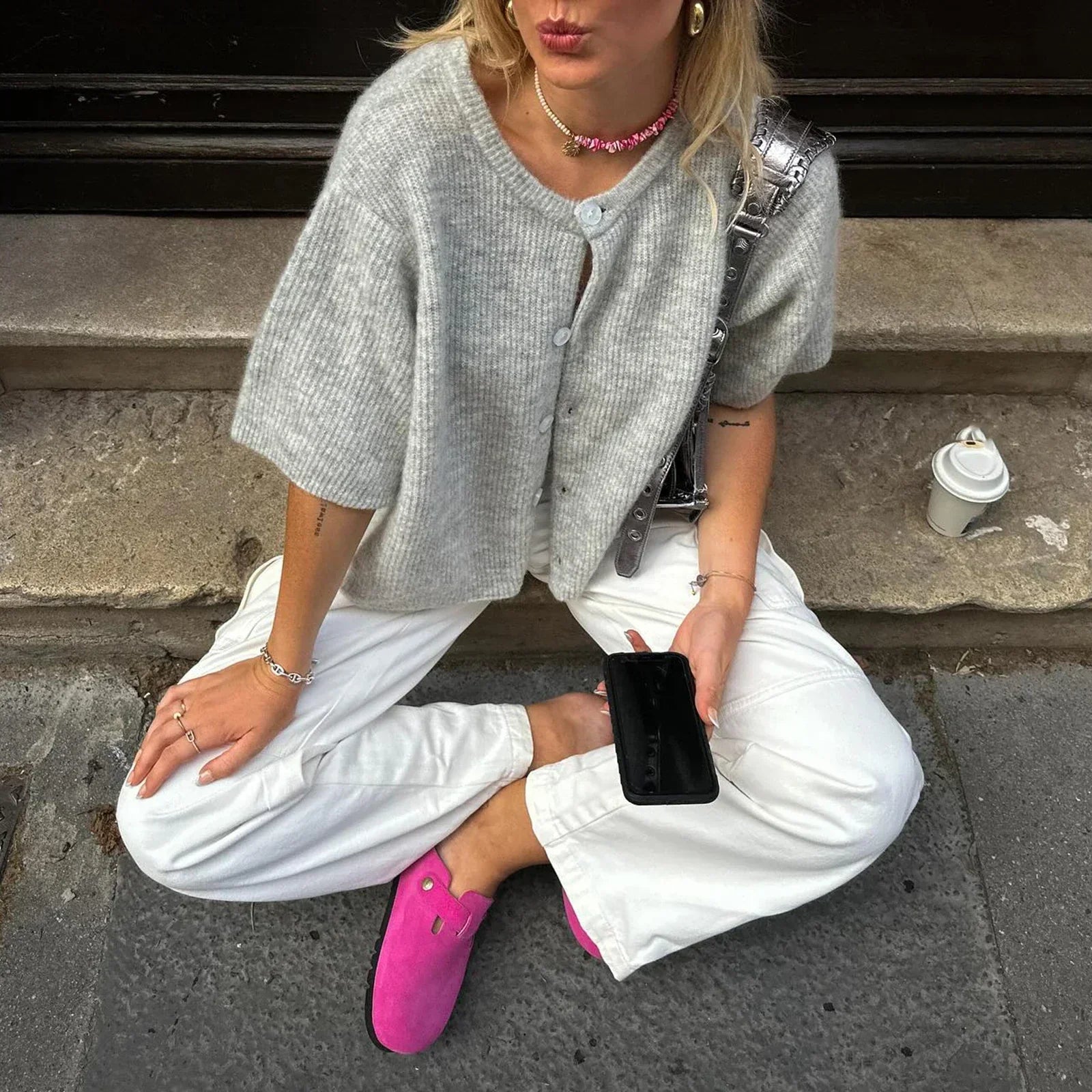 Mycah | Kurzärmelige Strickjacke