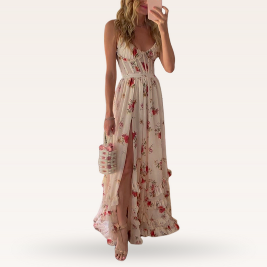 Celina | modisches Kleid mit Blumenprint in Maxi-Länge