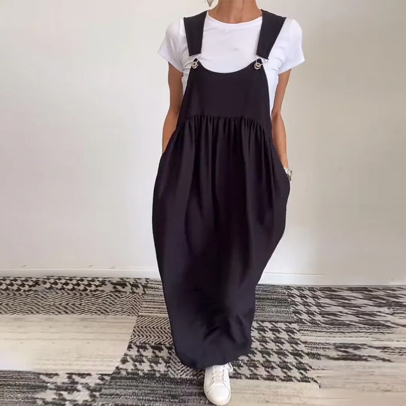 Molly | Lässiges einfarbiges Kleid mit Hosenträgern