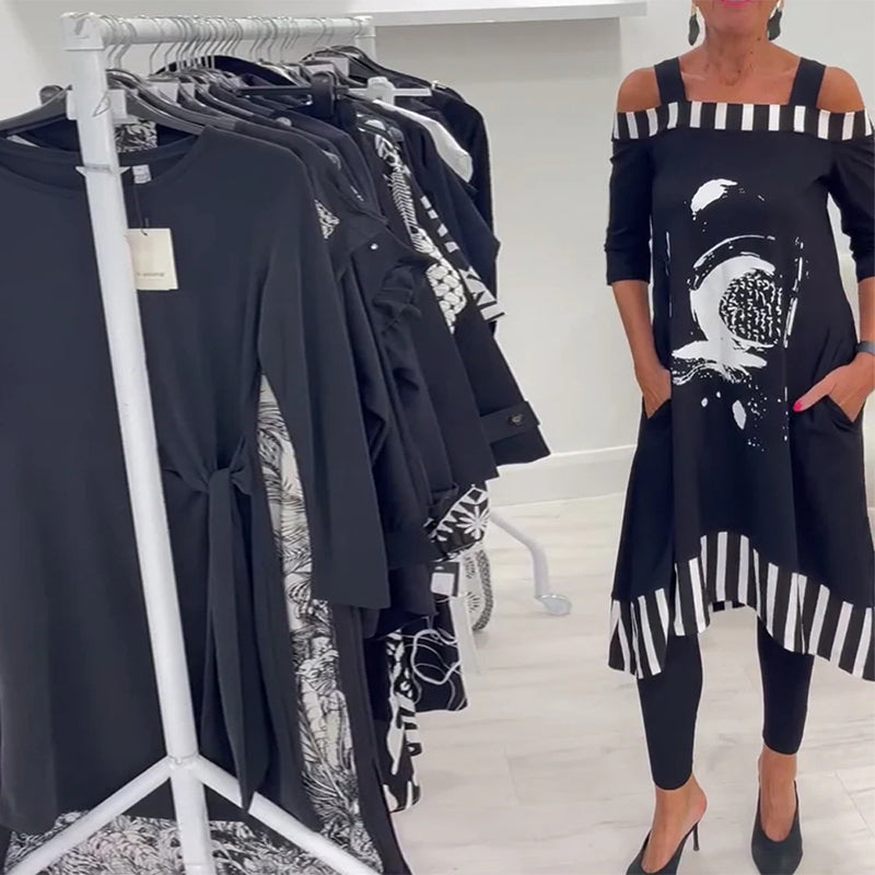 Ayra | elegantes Off-Shoulder Kleid mit asymmetrischem Design