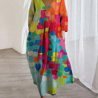 Carmina | Buntes Kleid mit V-Ausschnitt