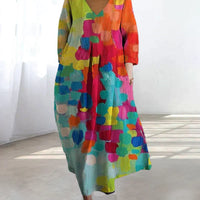 Carmina | Buntes Kleid mit V-Ausschnitt