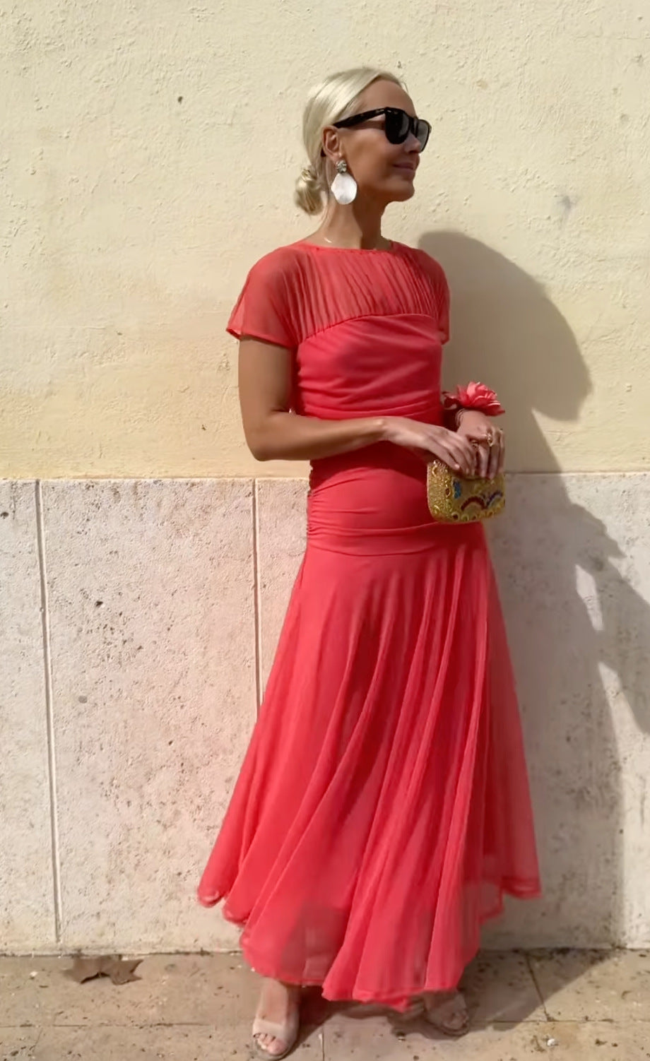 Lauren | Chiffonkleid mit Rundhalsausschnitt für Damen