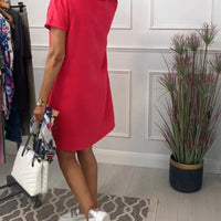 Nyla | Bequemes kurzärmeliges Freizeitkleid mit Kapuze