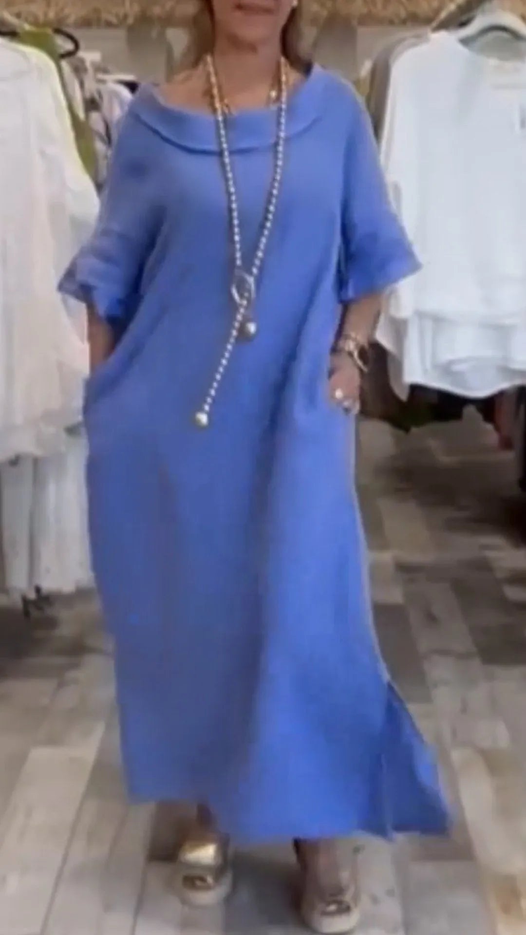 Hazel | stylisches Baumwollkleid für den Alltag in einfarbigem Design