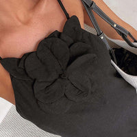 Qincy | Spaghetti-Träger Kleid mit 3D-Blume