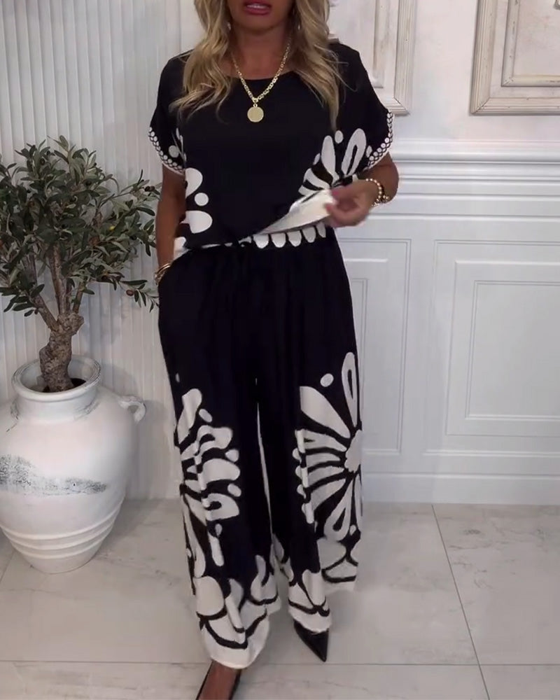 Narsi | Anzug Temperament gedruckte Tasche weite Hose