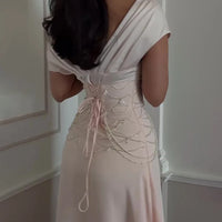 Lia | Schulterfreies Kleid mit Perlendetails