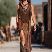 Piera | Stammes-Fransen-Maxikleid