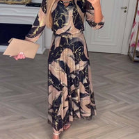 Dafne | stilvolles Kleid mit bedrucktem Taillendesign und dreiviertel Ärmeln