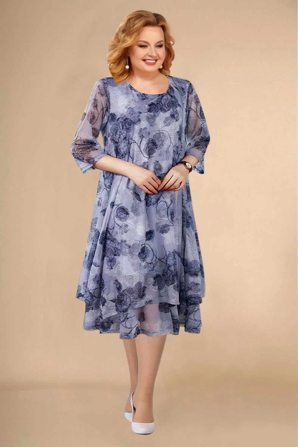 Mhira | Blüten-Chiffonkleid