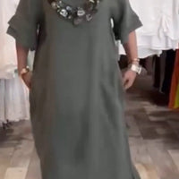 Hazel | stylisches Baumwollkleid für den Alltag in einfarbigem Design