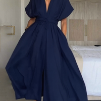 Della | schickes Damenkleid in Midi-Länge mit V-Ausschnitt.