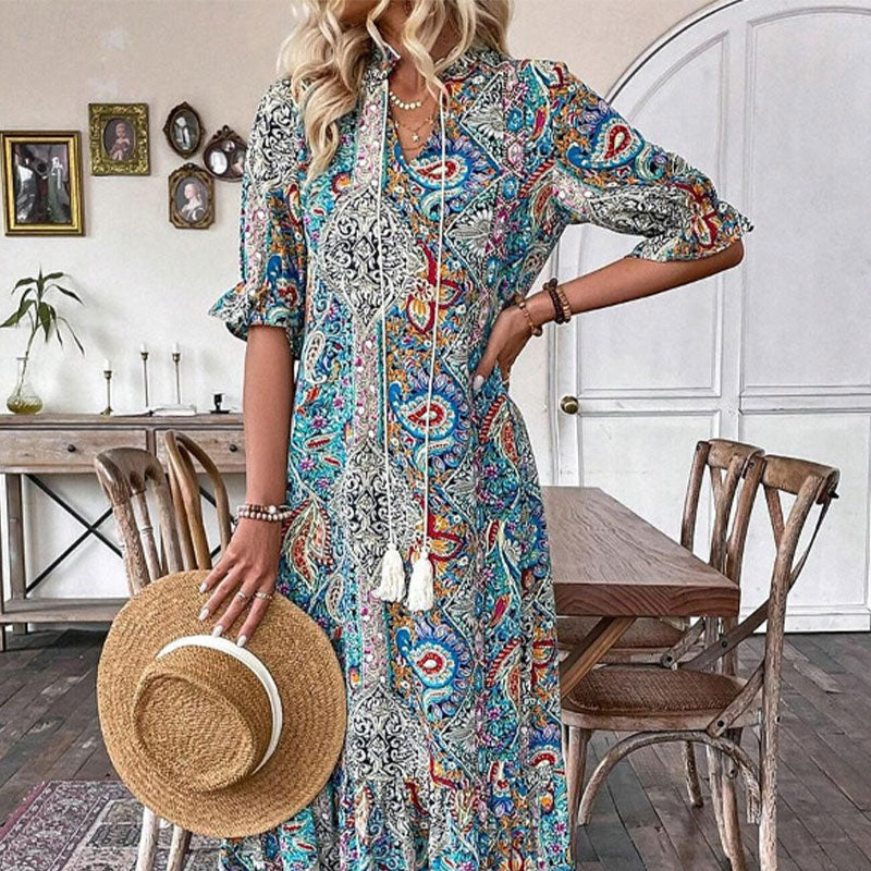 Elgina | Feminines Boho-Kleid im floralen Design