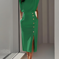 Nice | Einfarbiges Midikleid mit Knopfleiste