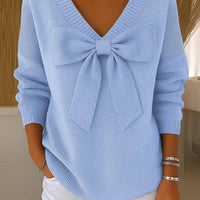 Rylie | Damen-Langarmshirt, mit Schleife & V-Ausschnitt