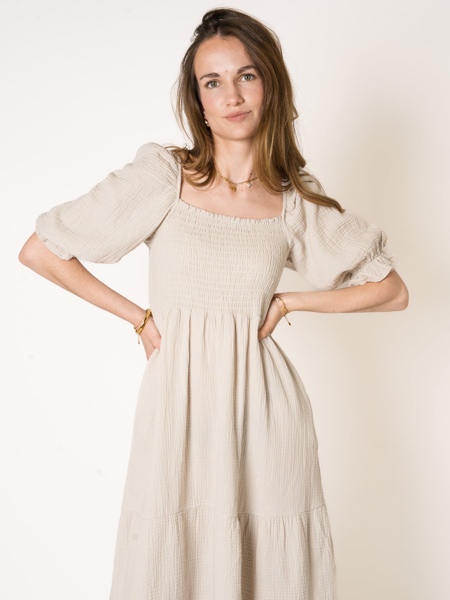 Honey | Texturiertes gestuftes Midikleid