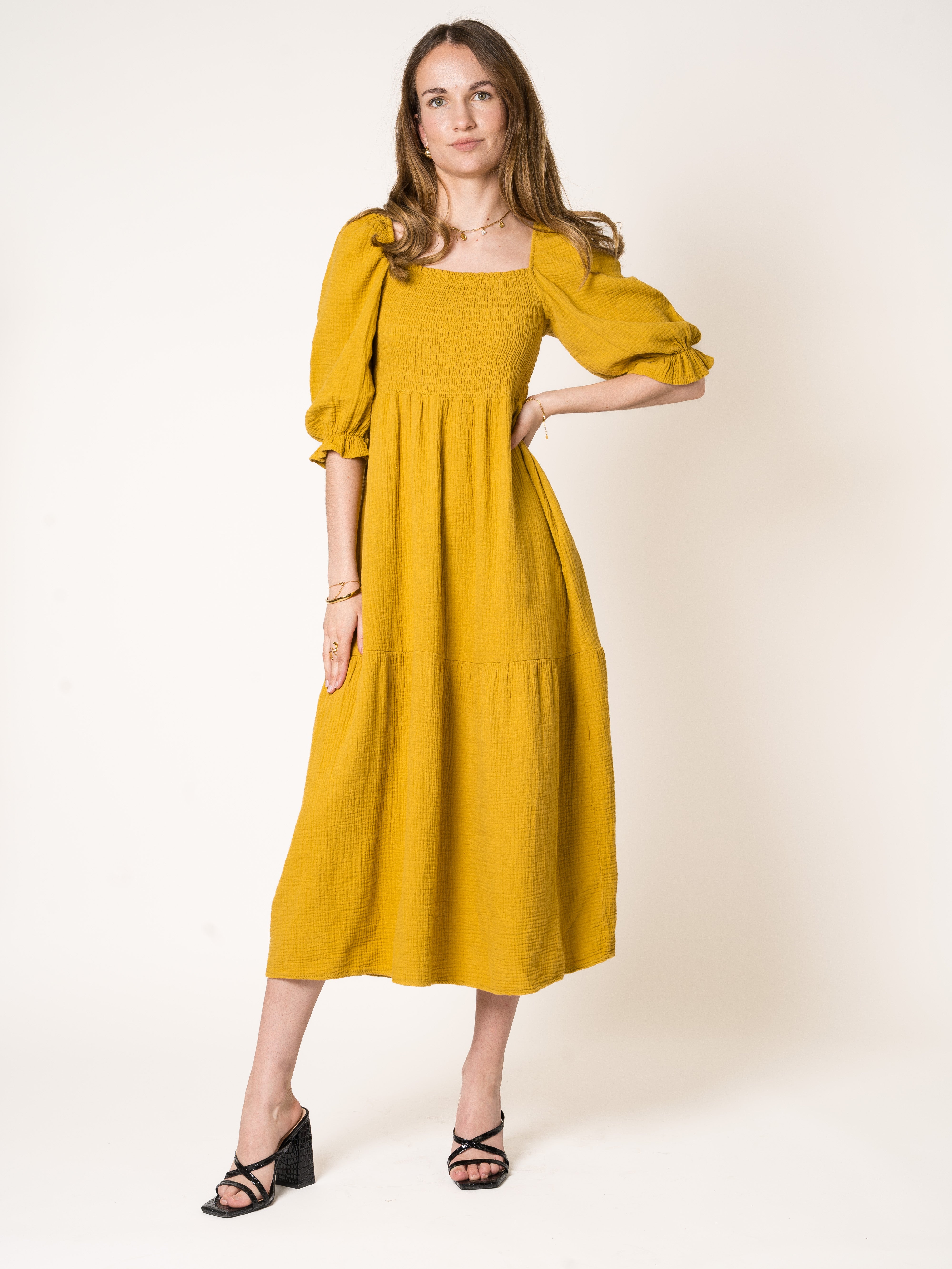 Honey | Texturiertes gestuftes Midikleid