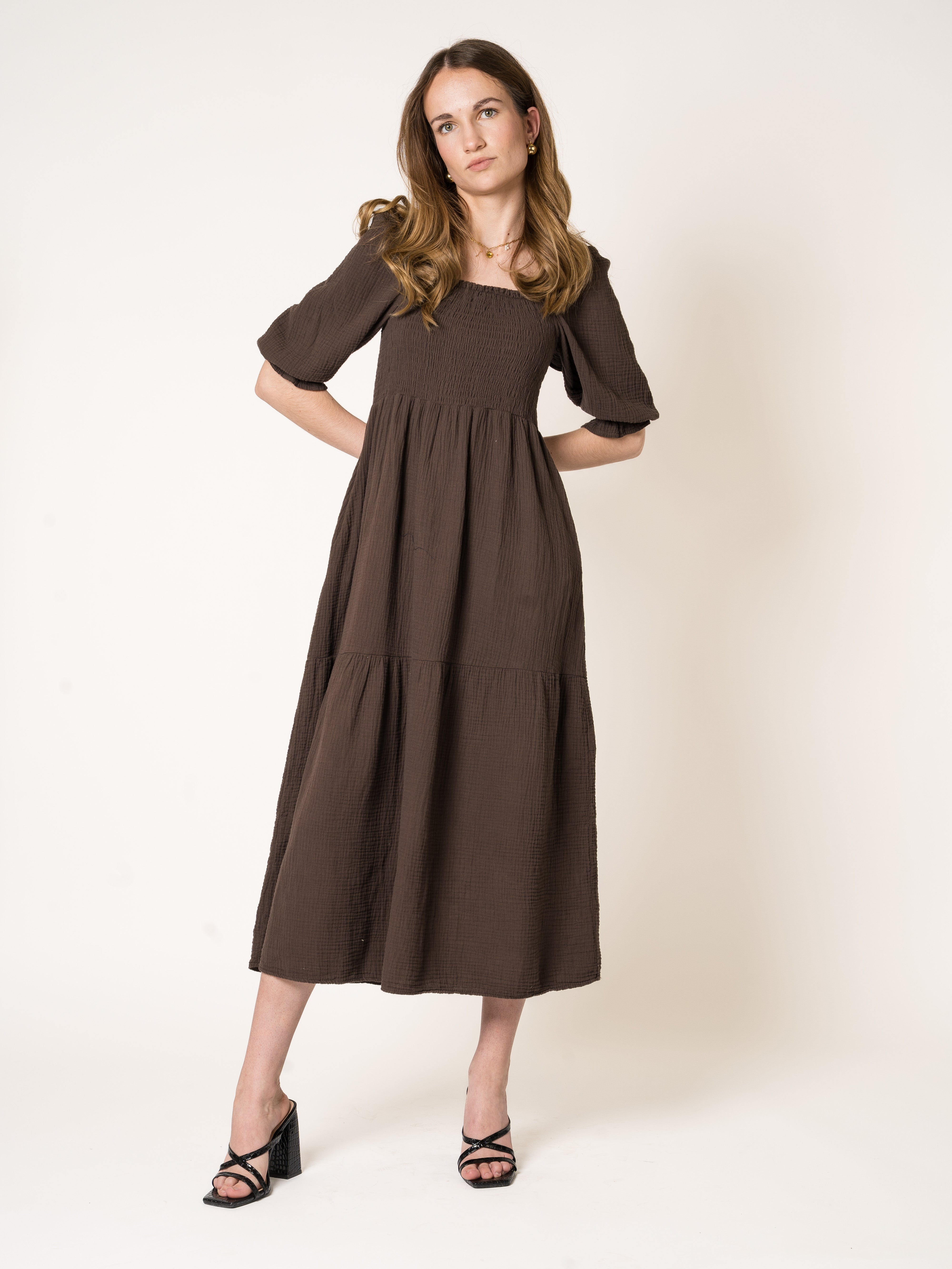 Honey | Texturiertes gestuftes Midikleid