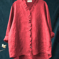 Zanel | Lose Bluse mit V-Ausschnitt und Rüsche