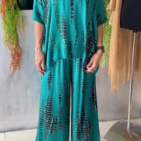 Kirsten | stilvoller Satin-Freizeitanzug mit rundem Ausschnitt für Damen