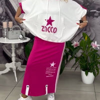 Hasela | Set mit Kapuze Kordelzug bedruckter Rock