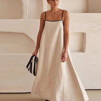 Euna | Zeitloses langes Kleid mit zarten Trägern
