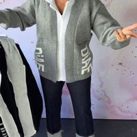 Marcelie | Langer Pullover-Mantel mit Print