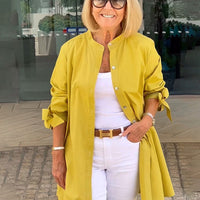 Tesla | Lange Hemdjacke aus Baumwolle für Frauen