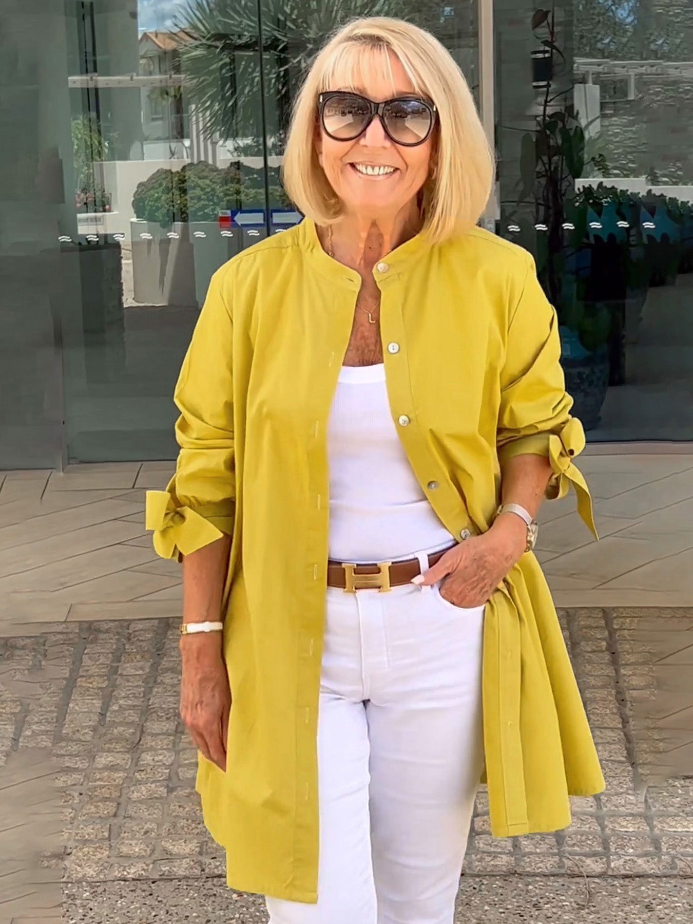 Tesla | Lange Hemdjacke aus Baumwolle für Frauen