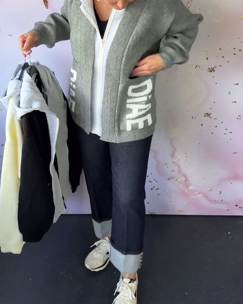 Marcelie | Langer Pullover-Mantel mit Print