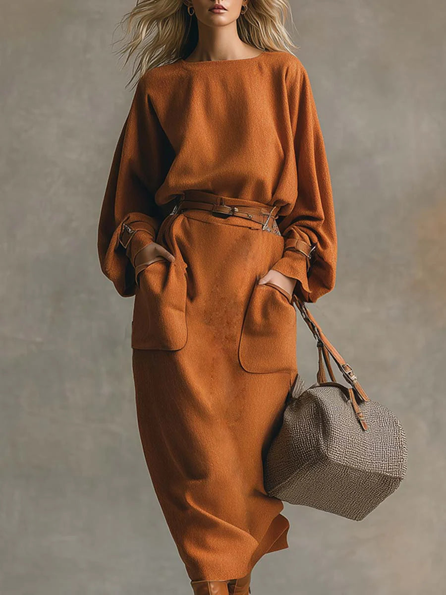 Lavena | Wildleder-Set mit Oberteil und Maxirock