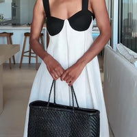 Ria | Zweifarbiges Bustier-Maxikleid