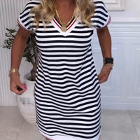 Lerna | Kleid V-Ausschnitt gestreift