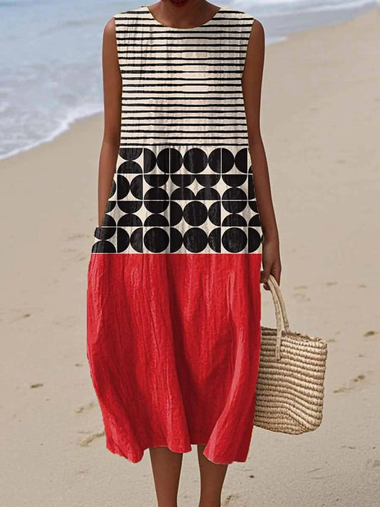 Bella | Baumwoll-Leinen-Kleid mit Druck